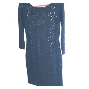 Black midi bodycon dress.